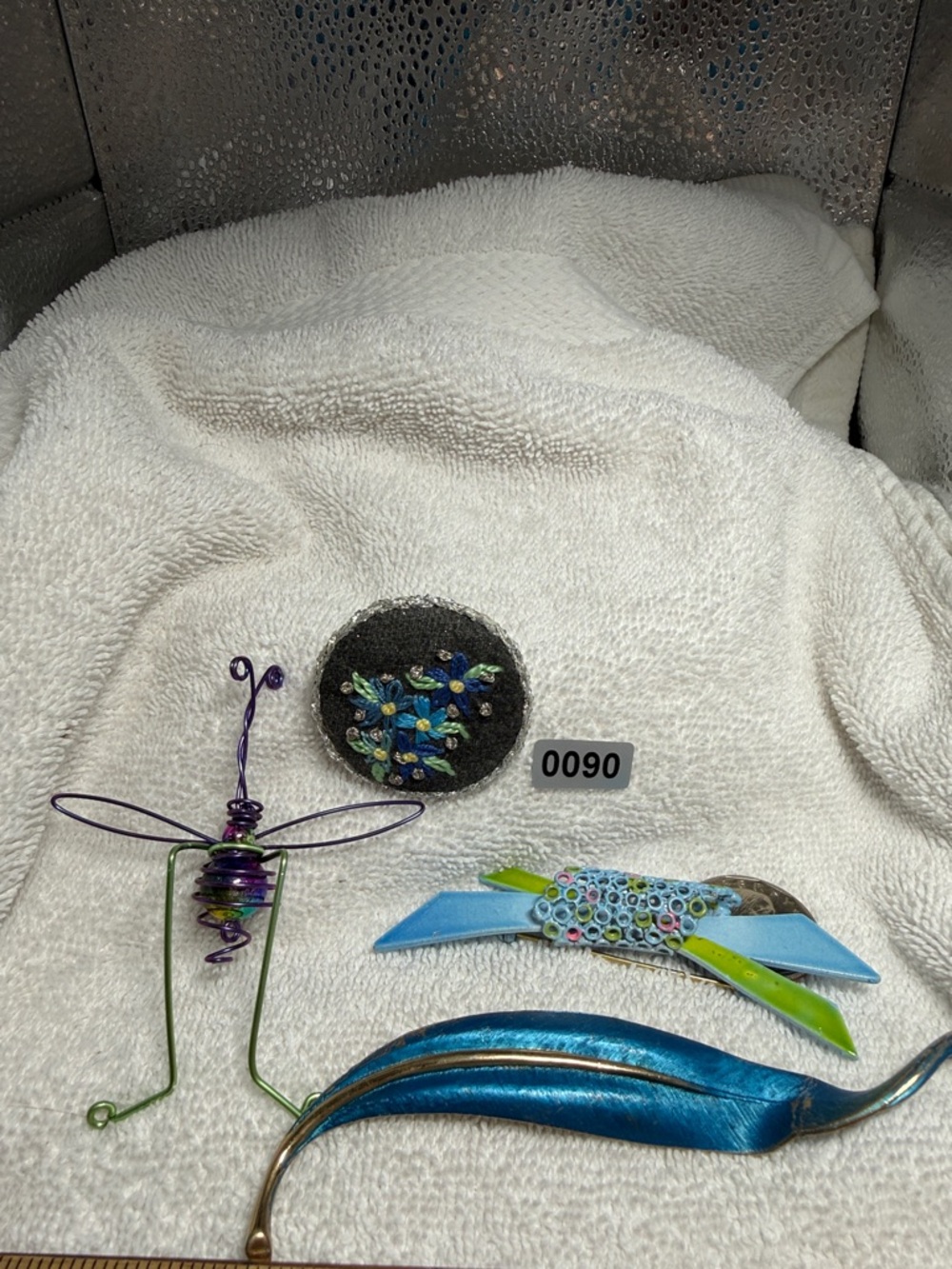 Artisan Blue & Green Women's Brooch Trio - Vibrant Enamel and Wire Accents